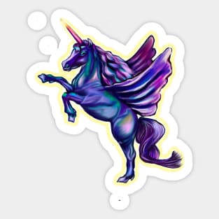 Unicorn  with light halo - sparkly, glittery, magical, winged unicorn Sticker
